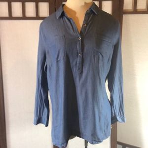 Land's End Chambray shirt size L/p  long sleeves, front pockets